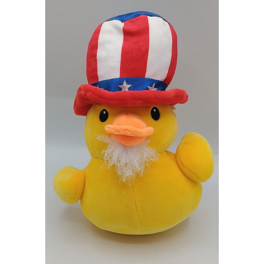 9" MTY INTERNATIONAL Yellow Plush Patriotic Hat Duck Duckie B5